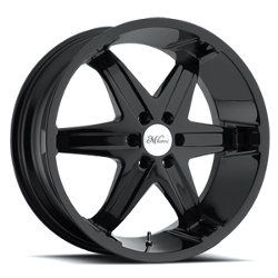 Milanni 446-KOOL WHIP RWD 6 SPOKES Gloss Black W/ Chrome Cap Wheel