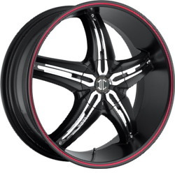 Fiero No.5 Glossy Black/Machined Face/Red Stripe Wheel