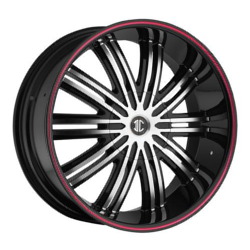 Fiero No.7 Glossy Black/Machined Face/Red Stripe Wheel