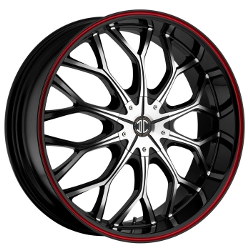 2 Crave No.9 Glossy Black/Machined Face/Red Stripe Wheel