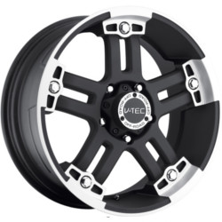 V-Tec STYLE 394-WARLORD RWD Matte Black Machined Face W/ Chrome Bolts
